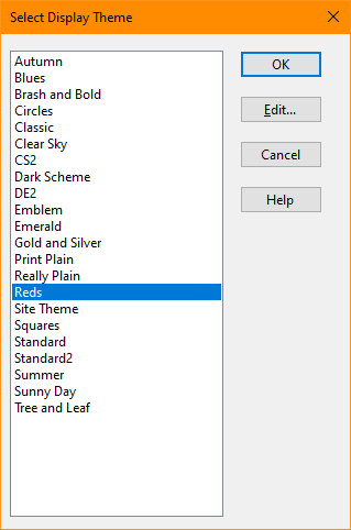 Selecting a display theme