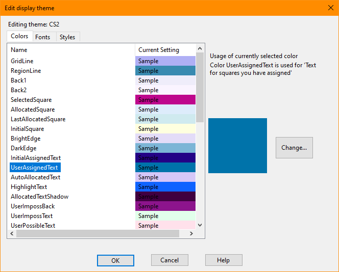 Customizing the display theme