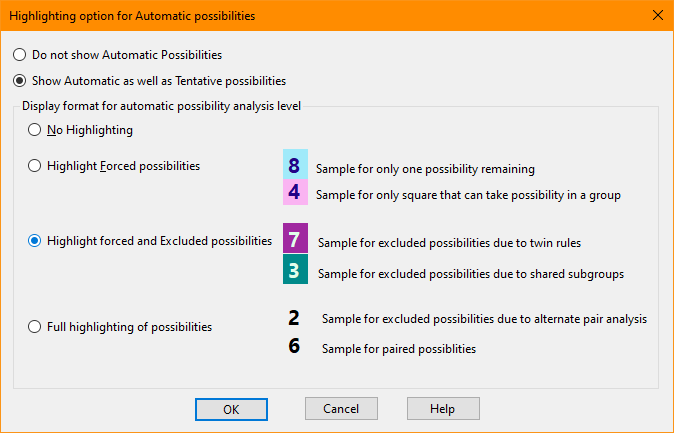Highlighting options