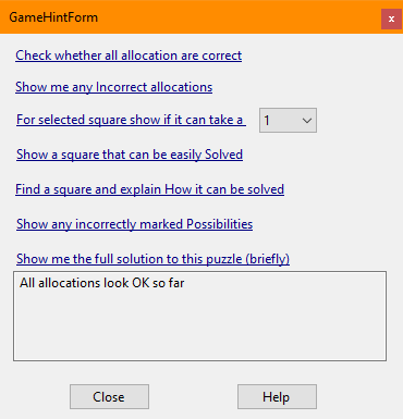 Selecting a type of hint