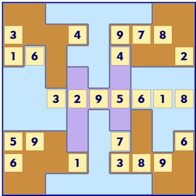 Solve Sudoku on the basis of the given irregular regions